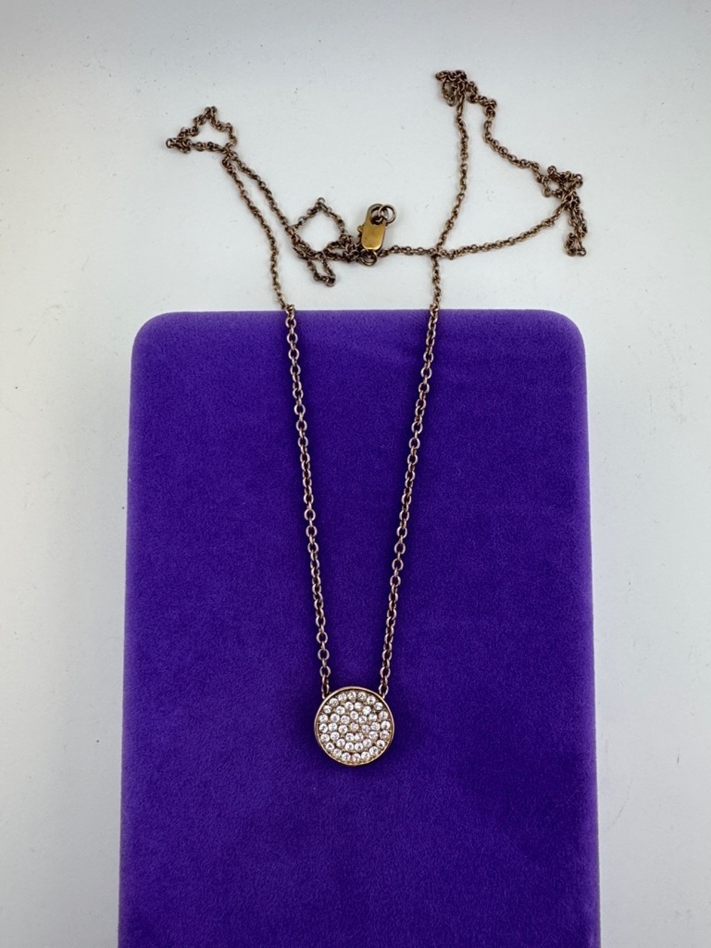 💛 Dyrberg/Kern Rose Gold Plated Crystal Disc Pendant Necklace | Designer